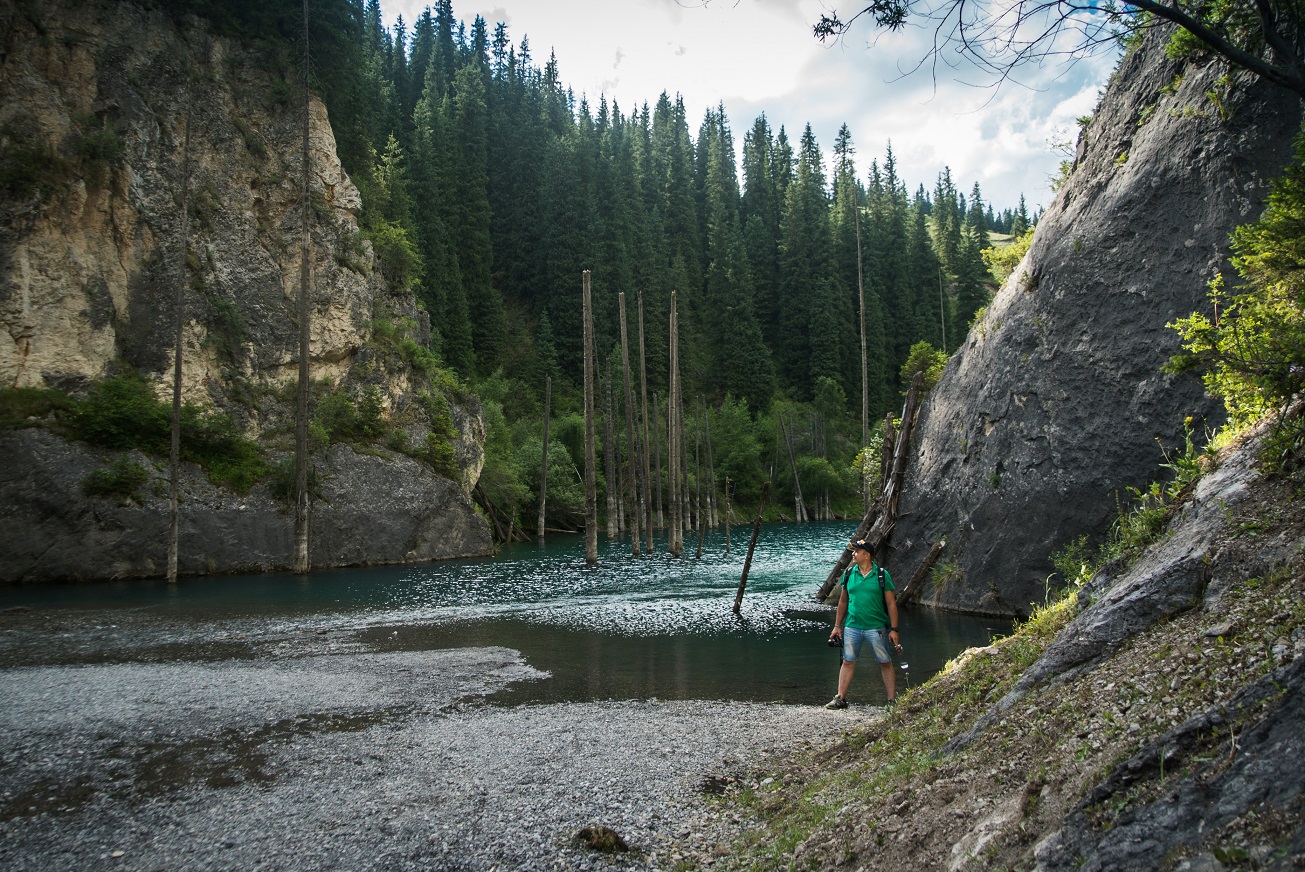 River flowing into Lake Kaindy, photo by Dina Garrett