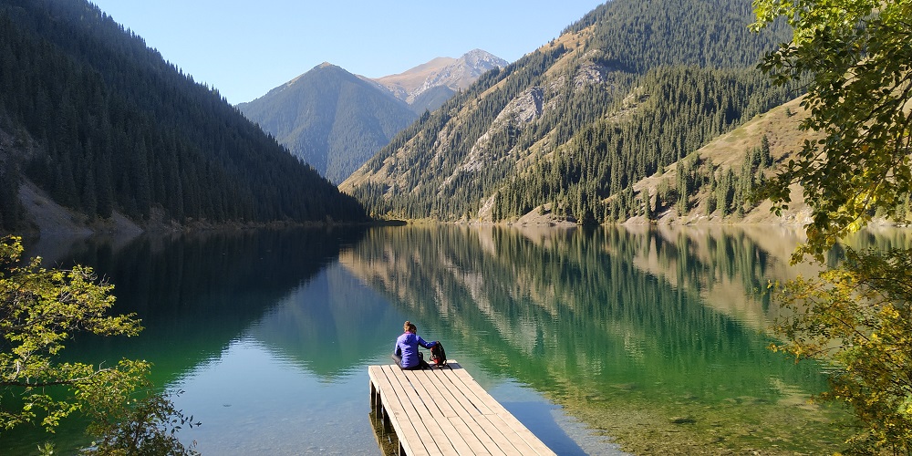 Shore of Lake Kolsai Lower, national park 