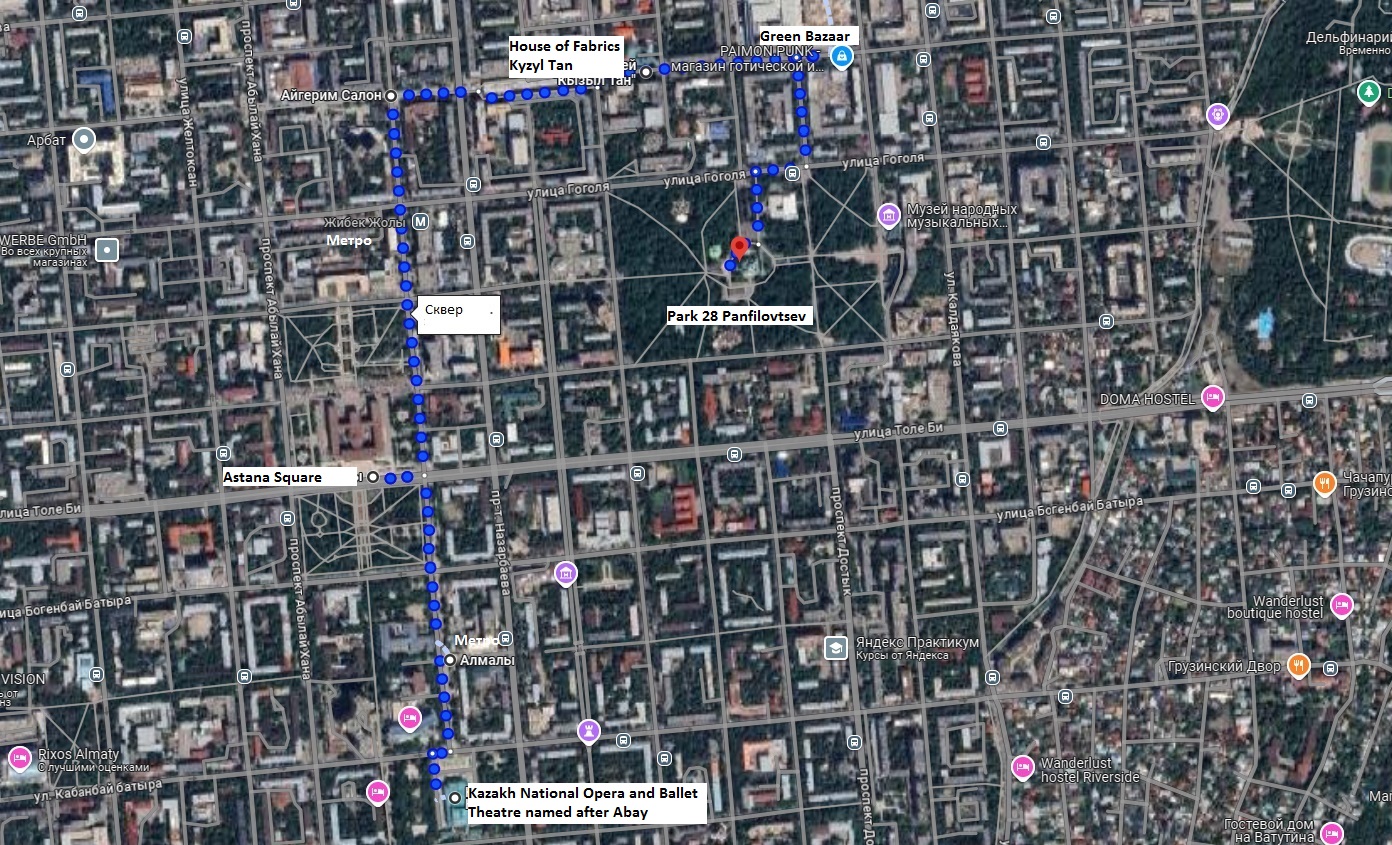 <p>Almaty city tour route map (4 hours)</p>
